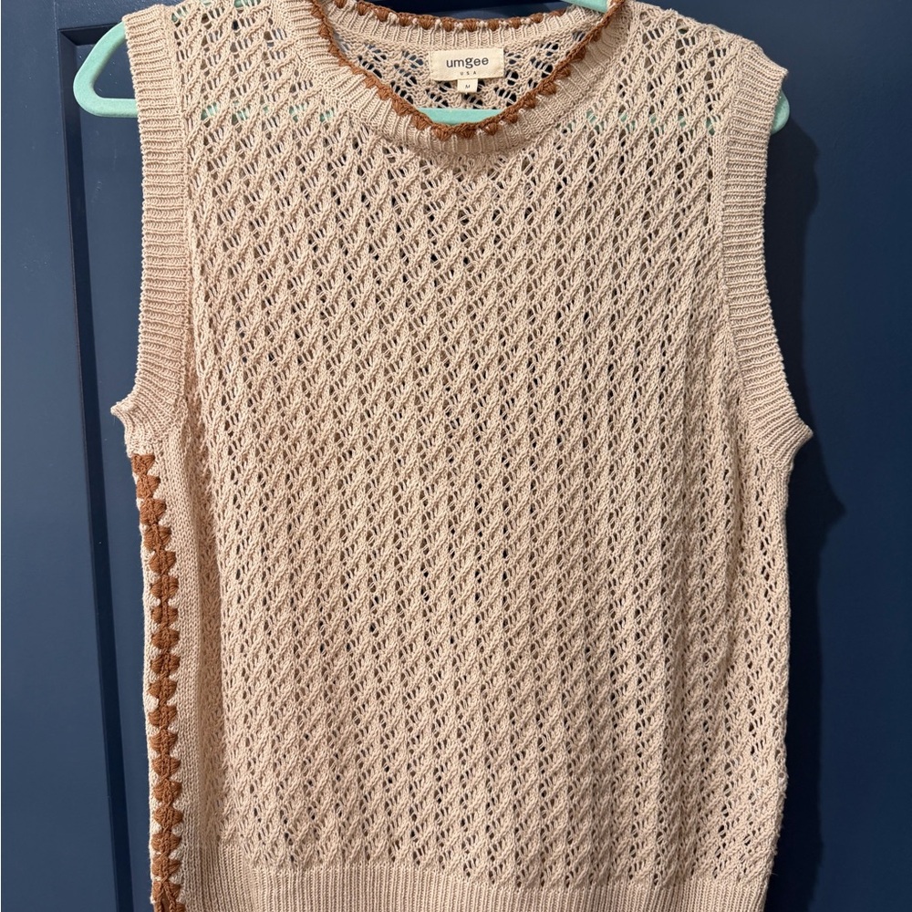 Umgee Tan Crochet Sleeveless Top